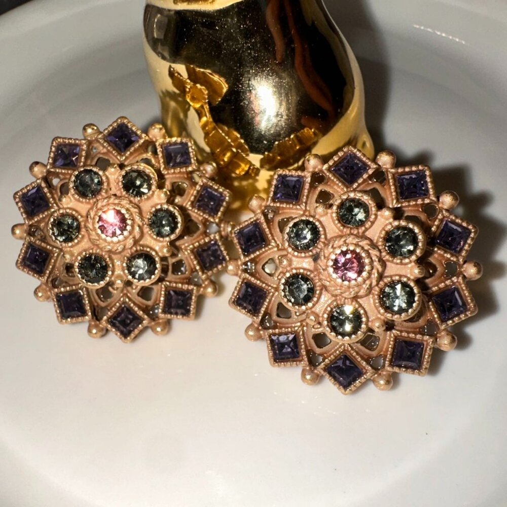 Vintage Mandala Crystal Statement Earrings